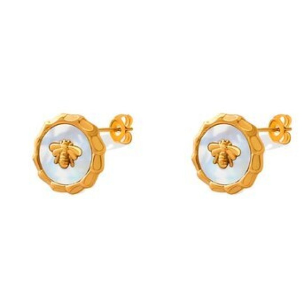 18K GOLD PLATED STAINLESS STEEL "BEE" EARRINGS